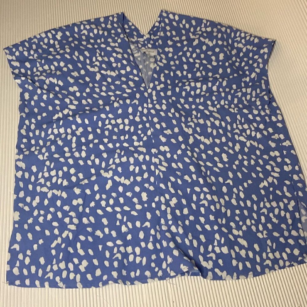 Adrienne Blue and White Oversized Top Size Small